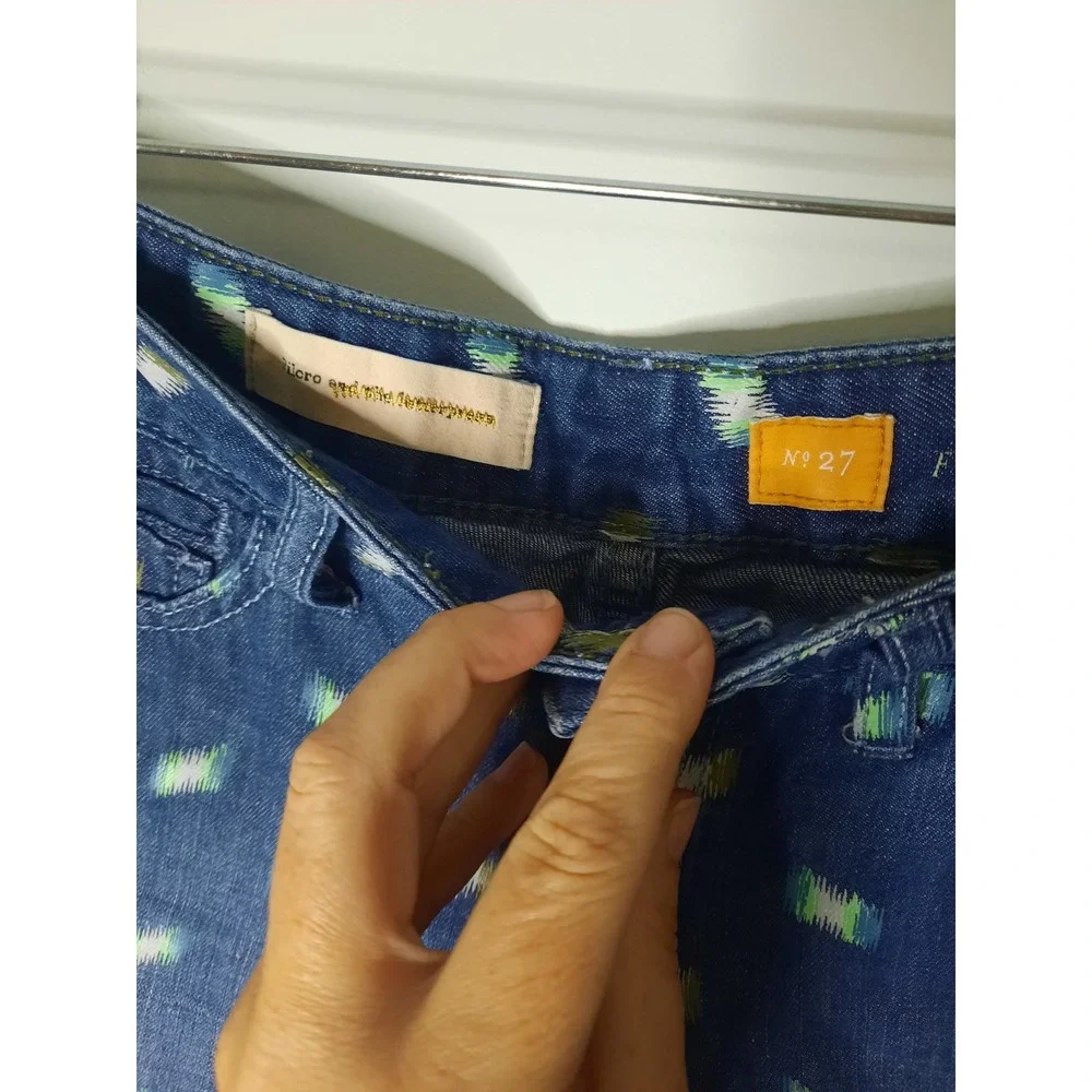 Pilcro and the Letterpress Anthropologie Ikat Embroidered Denim Shorts Size 27